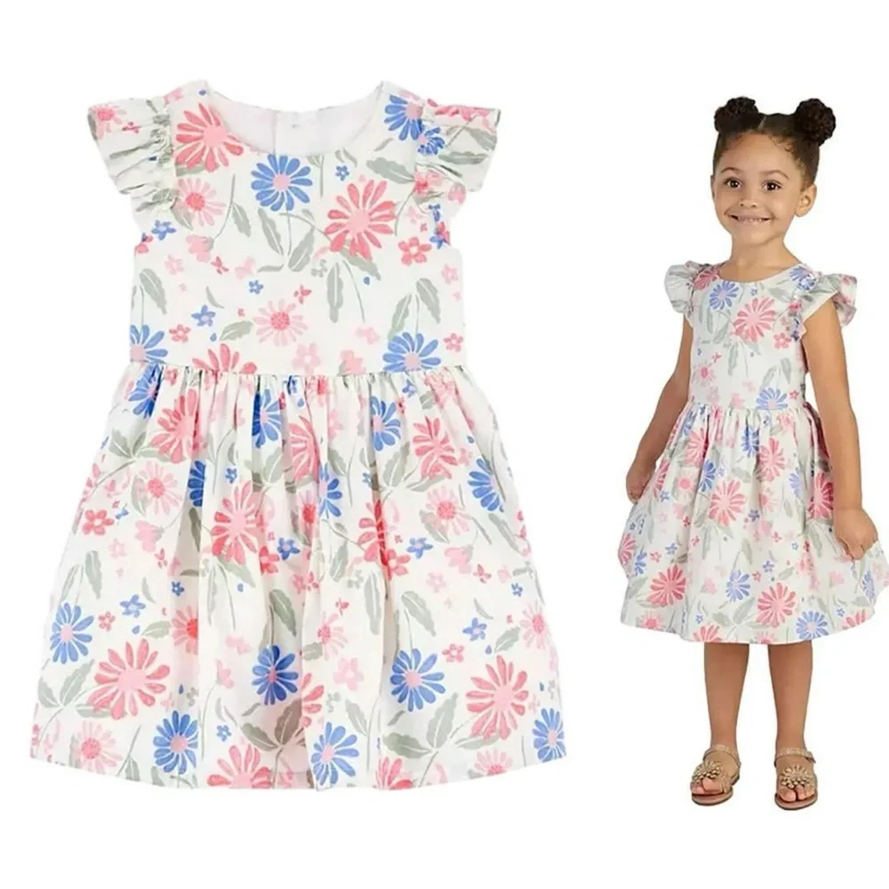 CARTERS Girls Floral Occasion Dress 9M Cottagecore Spring Garden‎ Easter Girly